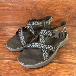 Skechers Melbo Sandals Mens 8 51569 Black Charcoal Memory Foam Lightweight